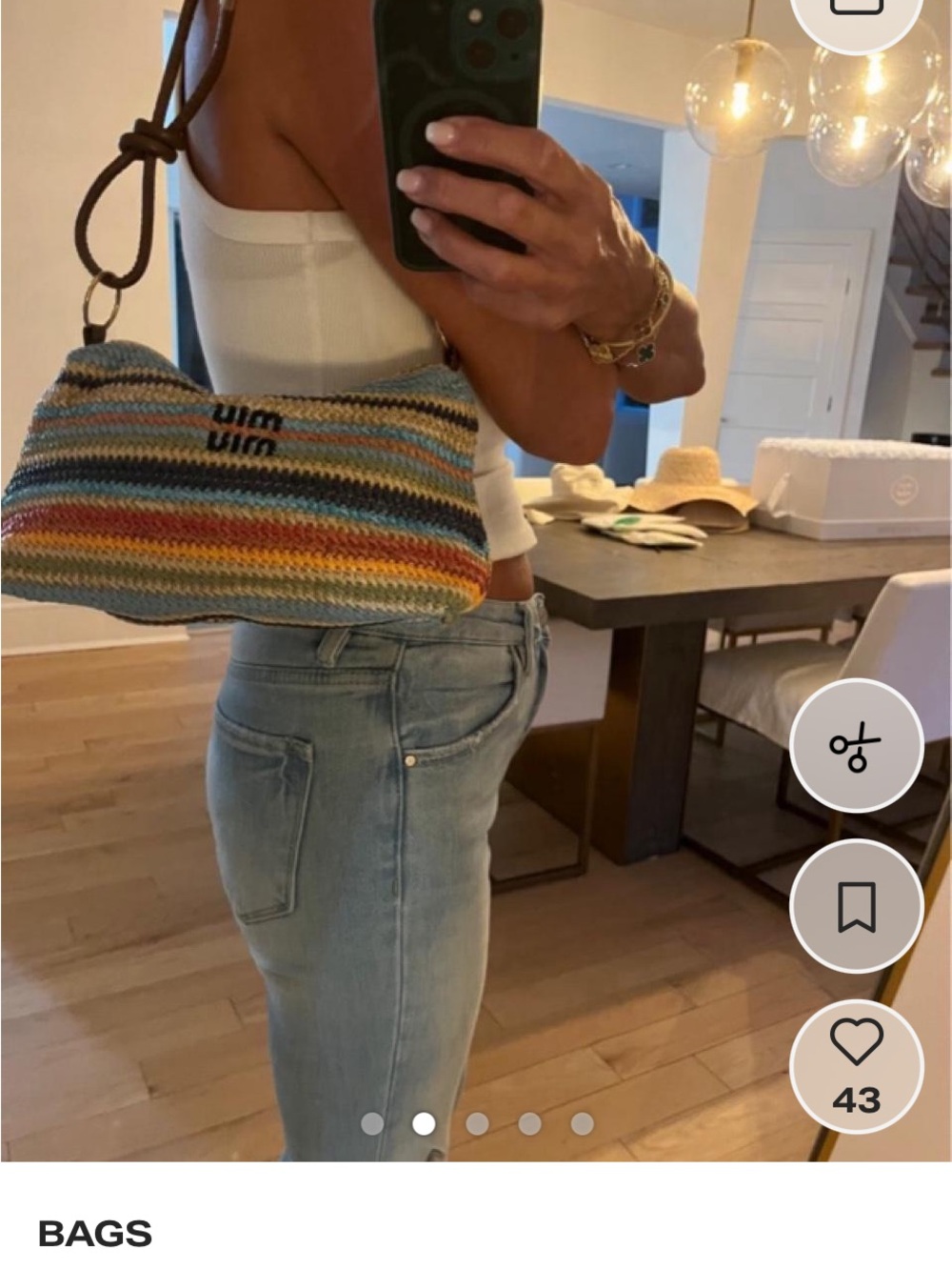 Striped Multicolor Crochet Shoulder Bag - Women's Bag adjustable strap